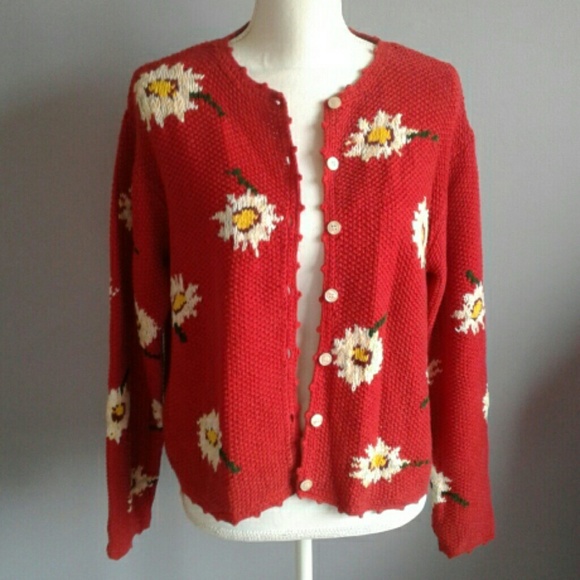 Eddie Bauer Sweaters - Vtg 90's Eddie Bauer Flower Cardigan
